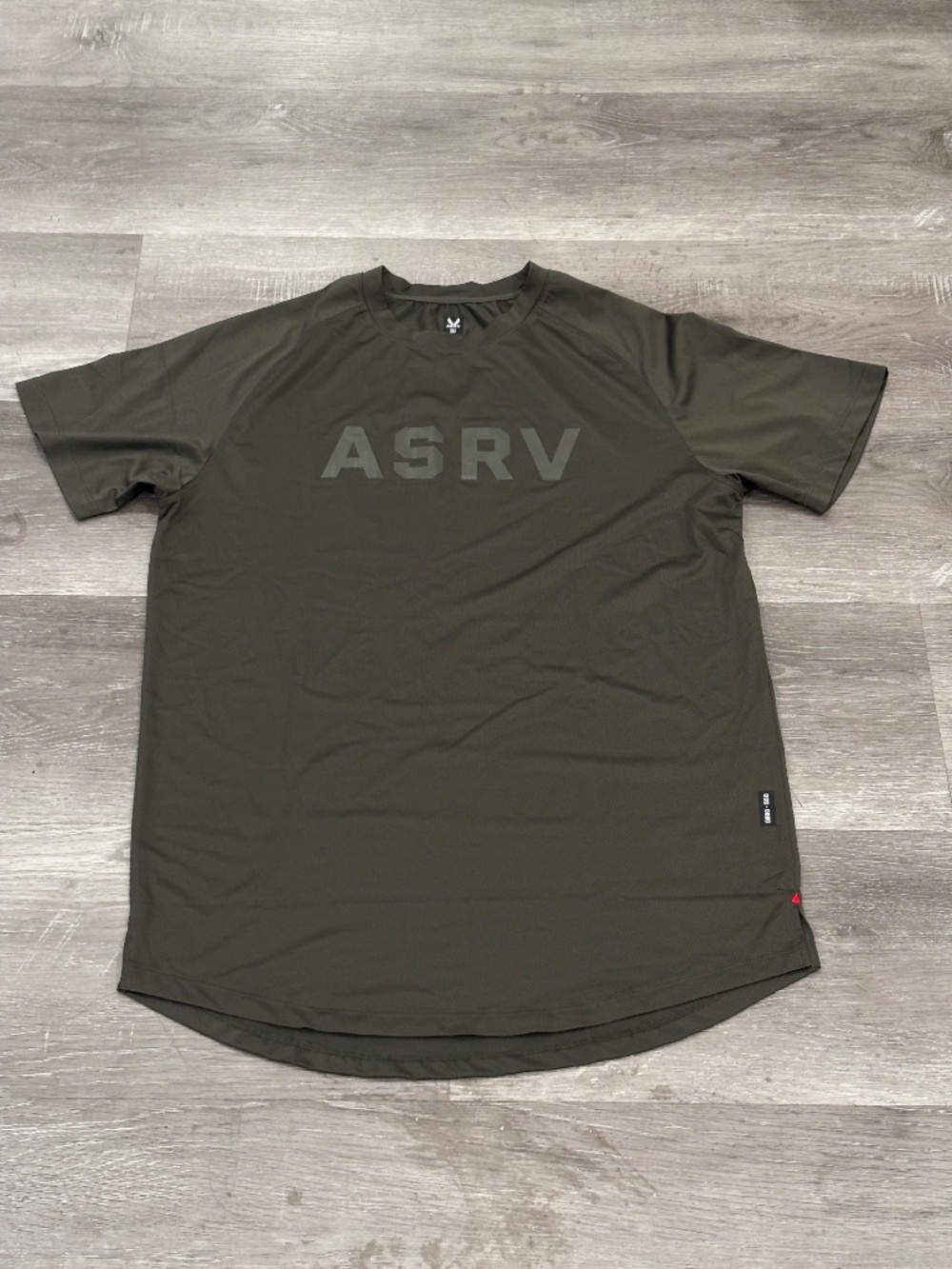 ASRV AeroSilver Established Tee DSG-0660 Tech Curved Hem Olive Gym Train Mens XL